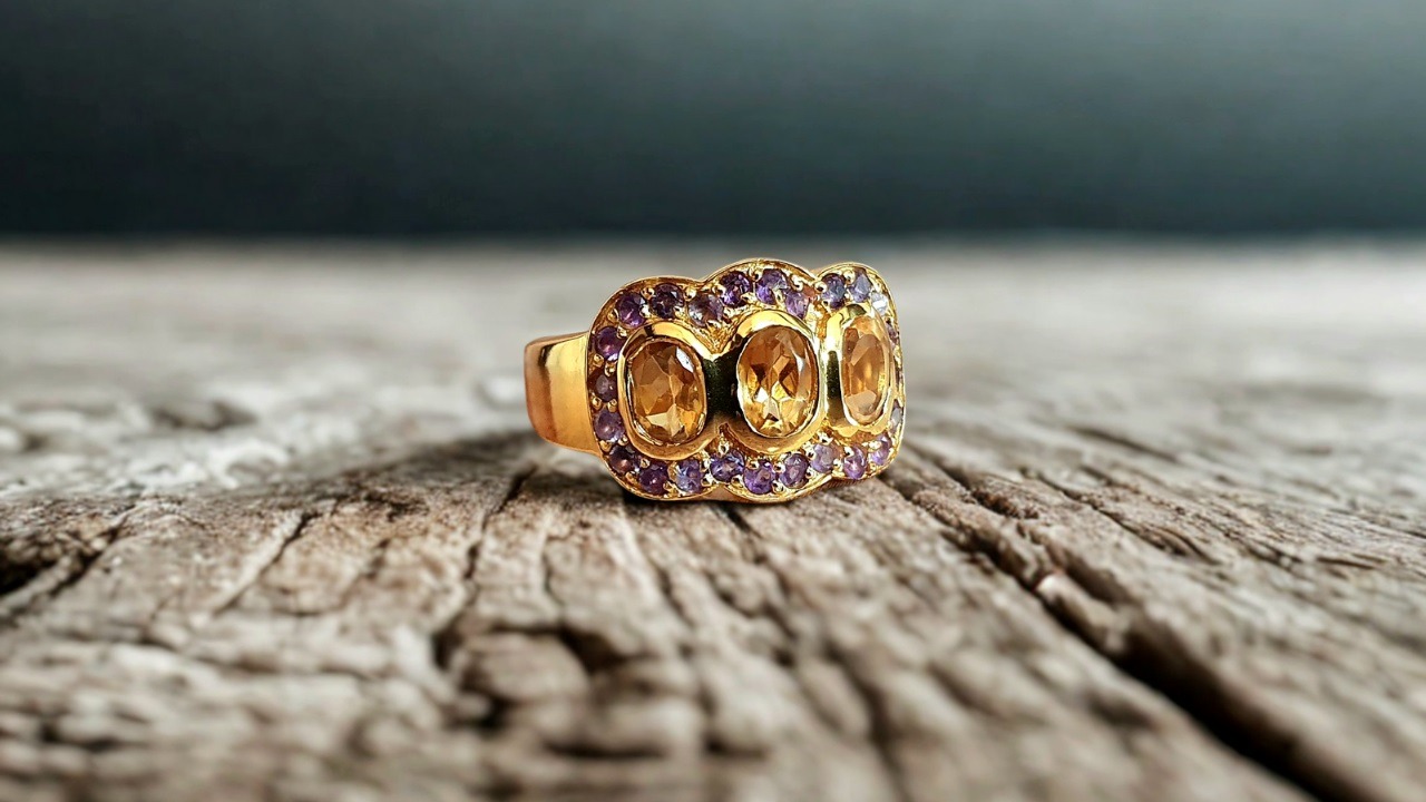 Bague Trilogie Citrine Améthyste