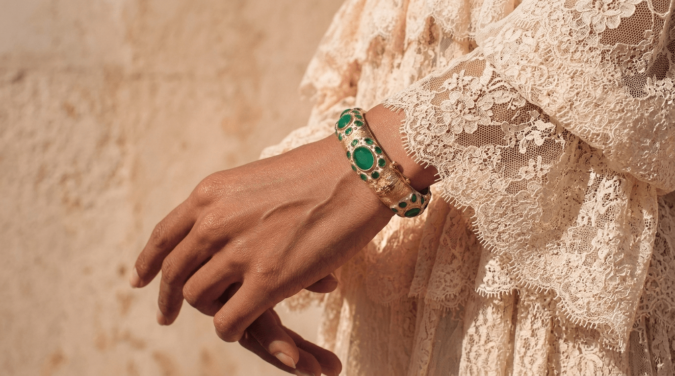 Bracelet bangle en forme de serpent, argent 925 plaqué or 22k, émail ivoire et pierre citrine - Leinie