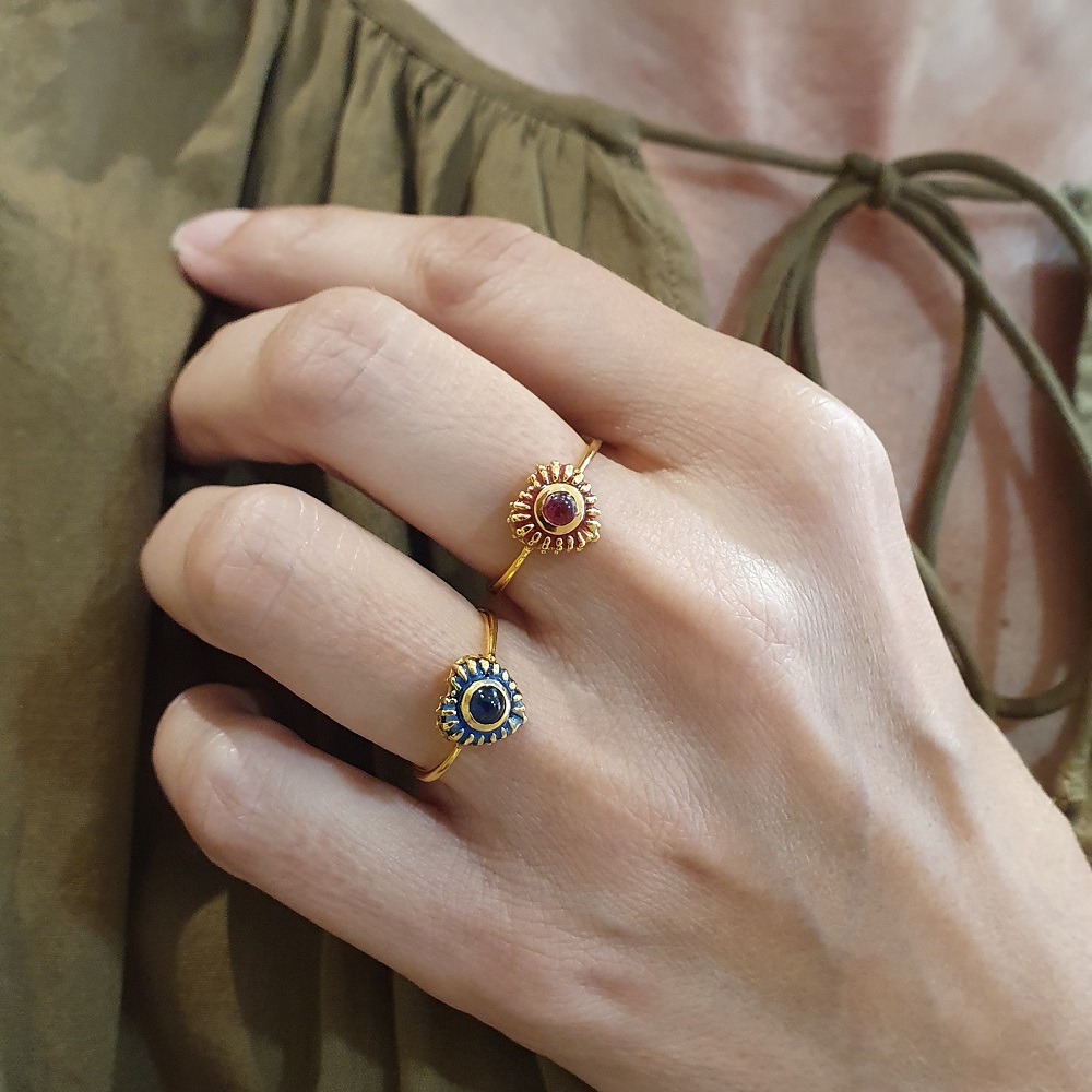 Bague coeur rubis, bague coeur saphir