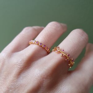 Bague alliance rubis et bague feuillage rubis