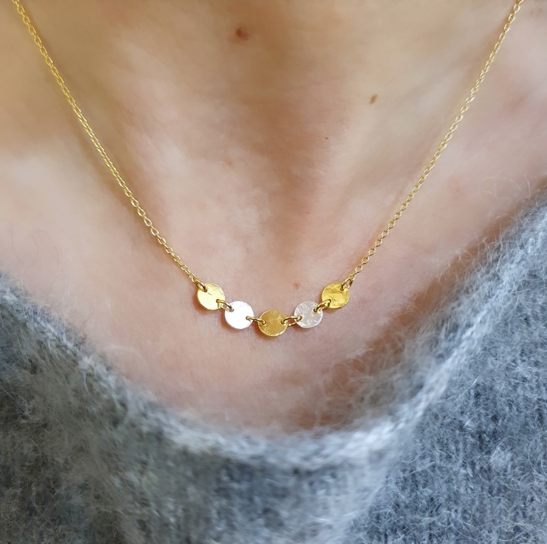 Collier pastilles bicolores