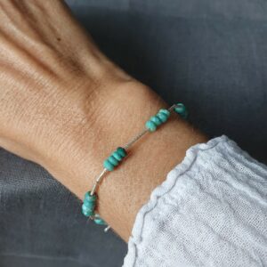 Bracelet tube argent et turquoise