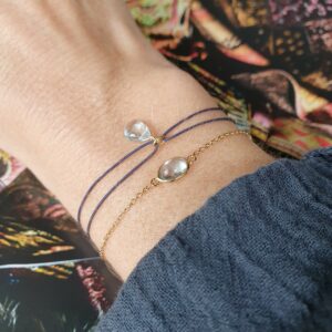 Bracelet cordon topaze bleue et bracelet Joséphine