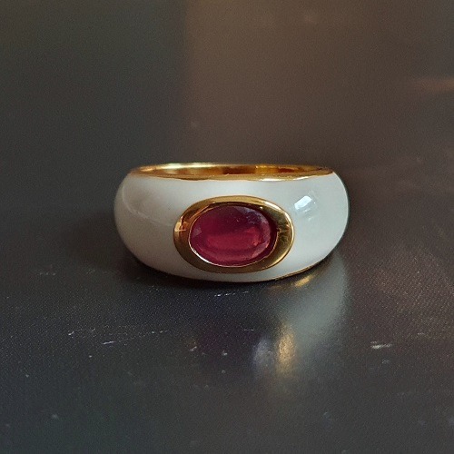 Bague Leinie émail blanc