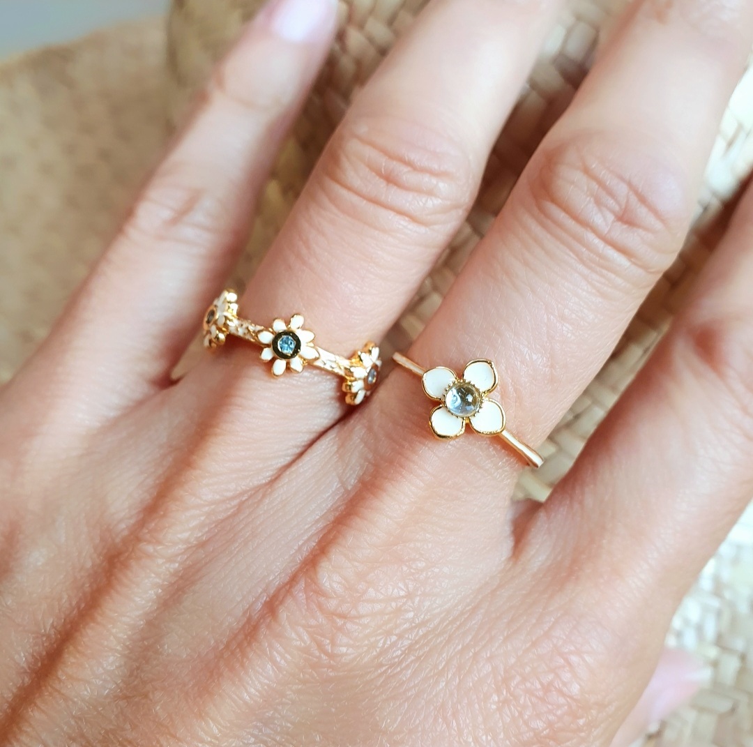 Bague 6 fleurs topaze et bague fleur topaze