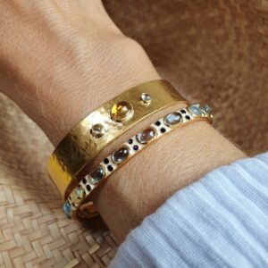 Bangle citrine et topaze et bangle Romy topaze bleue