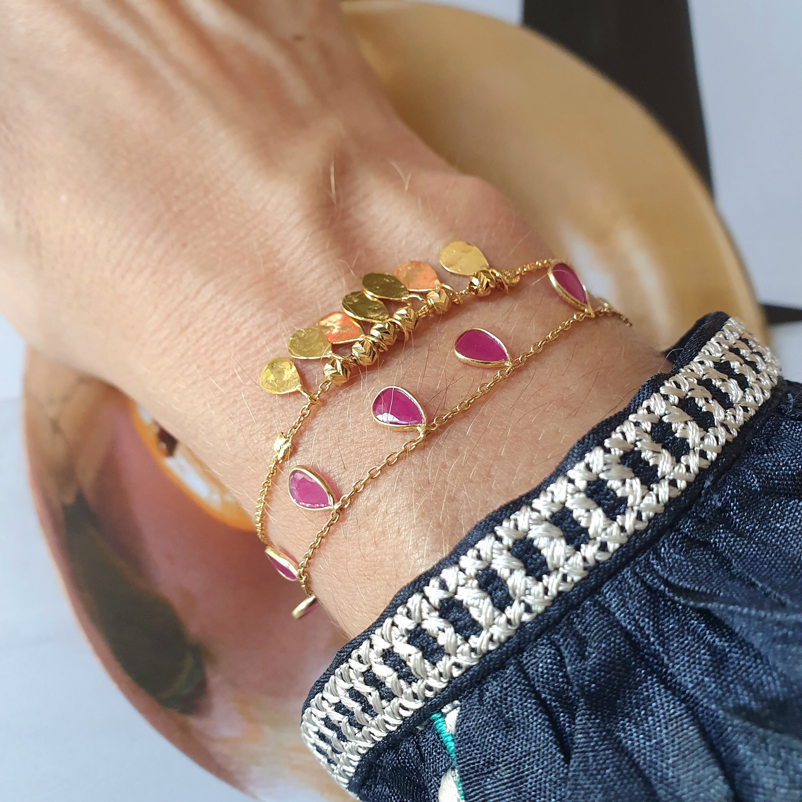 Bracelet Marquise et bracelet pampilles rubis