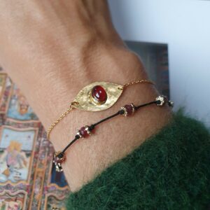 Bracelet oeil grenat et bracelet Maya rubis