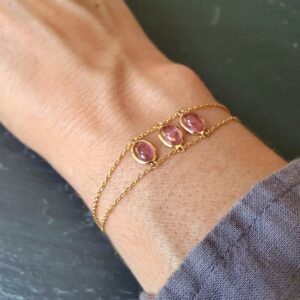 Bracelet 3 pierres tourmaline