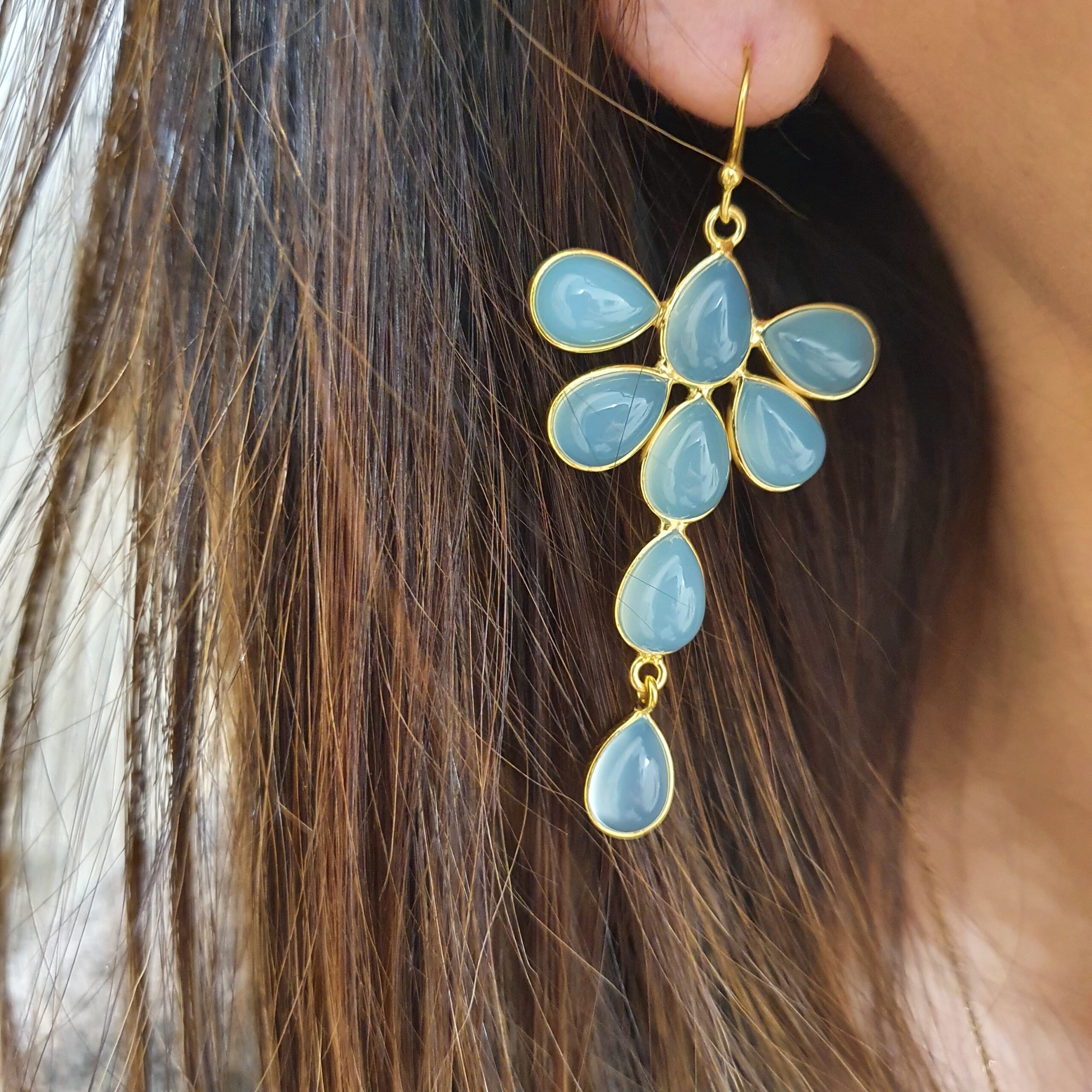 Boucles d'oreilles Alba calcédoine