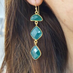 Boucles d'oreilles onyx vert