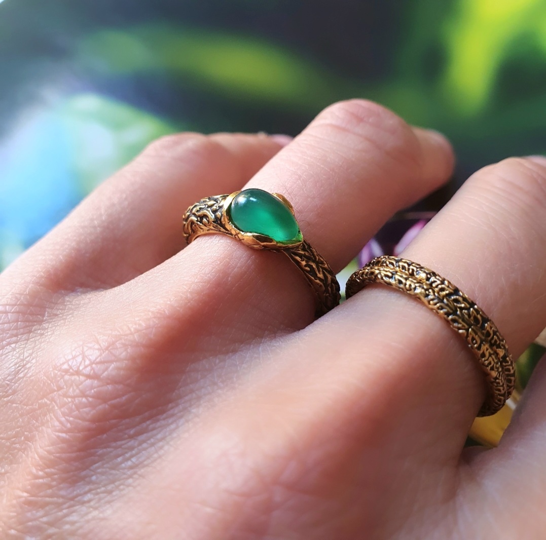 Bague serpent agate et bague zen émail noir