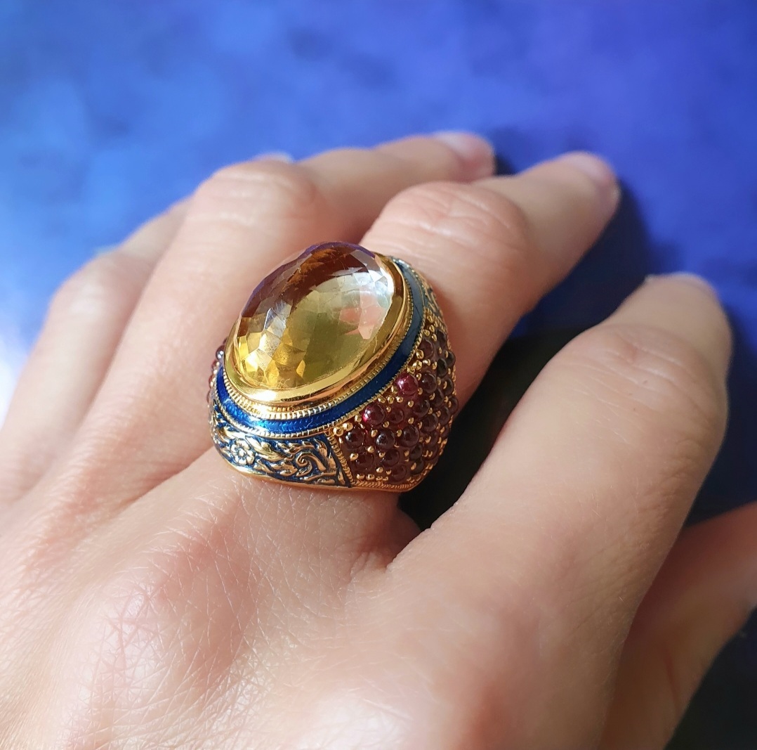 Bague grenat citrine