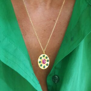 Collier Camélia onyx rubis