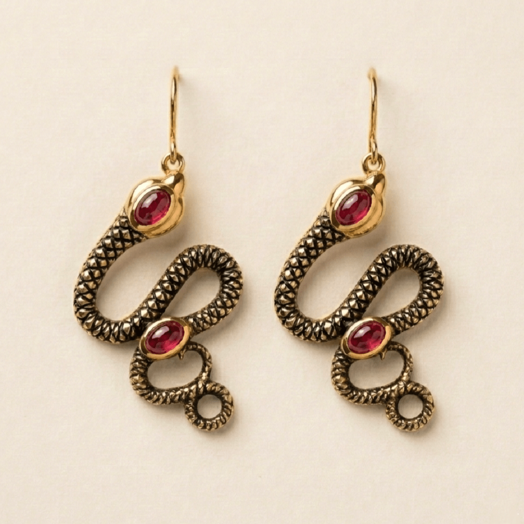 Boucles d’oreilles Serpent Rubis