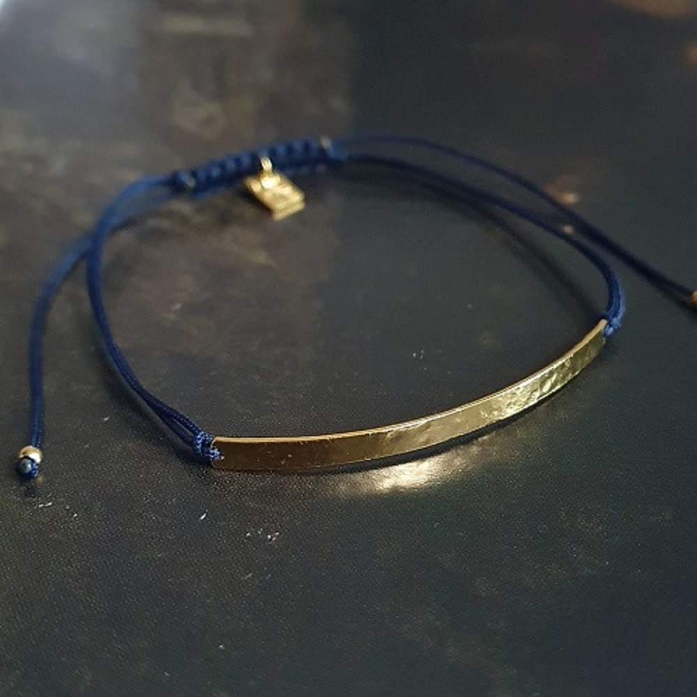 Bracelet barrette cordon marine