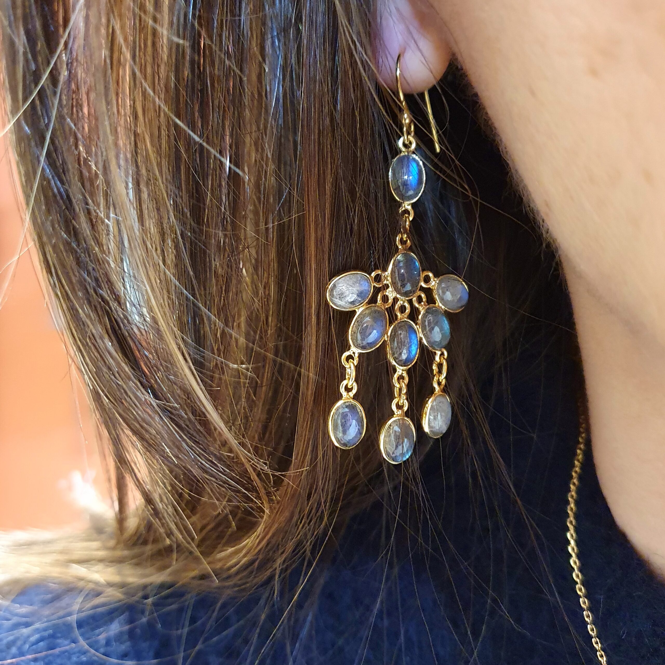 Boucles d'oreilles Frida labradorite