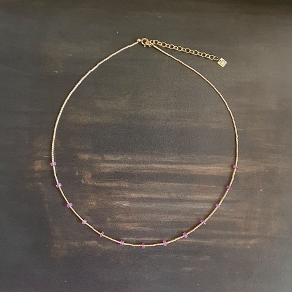 Collier tube rubis rose