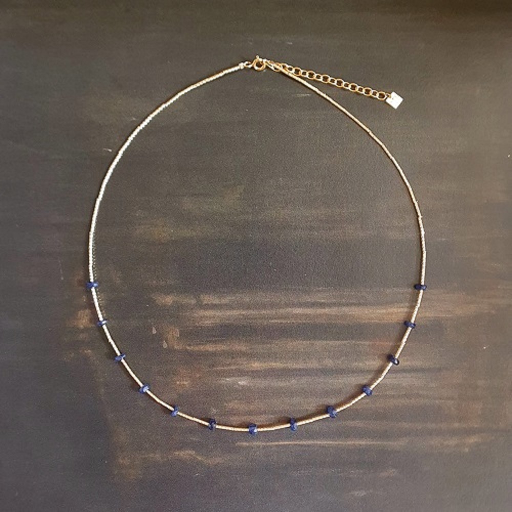 Collier tube saphir bleu