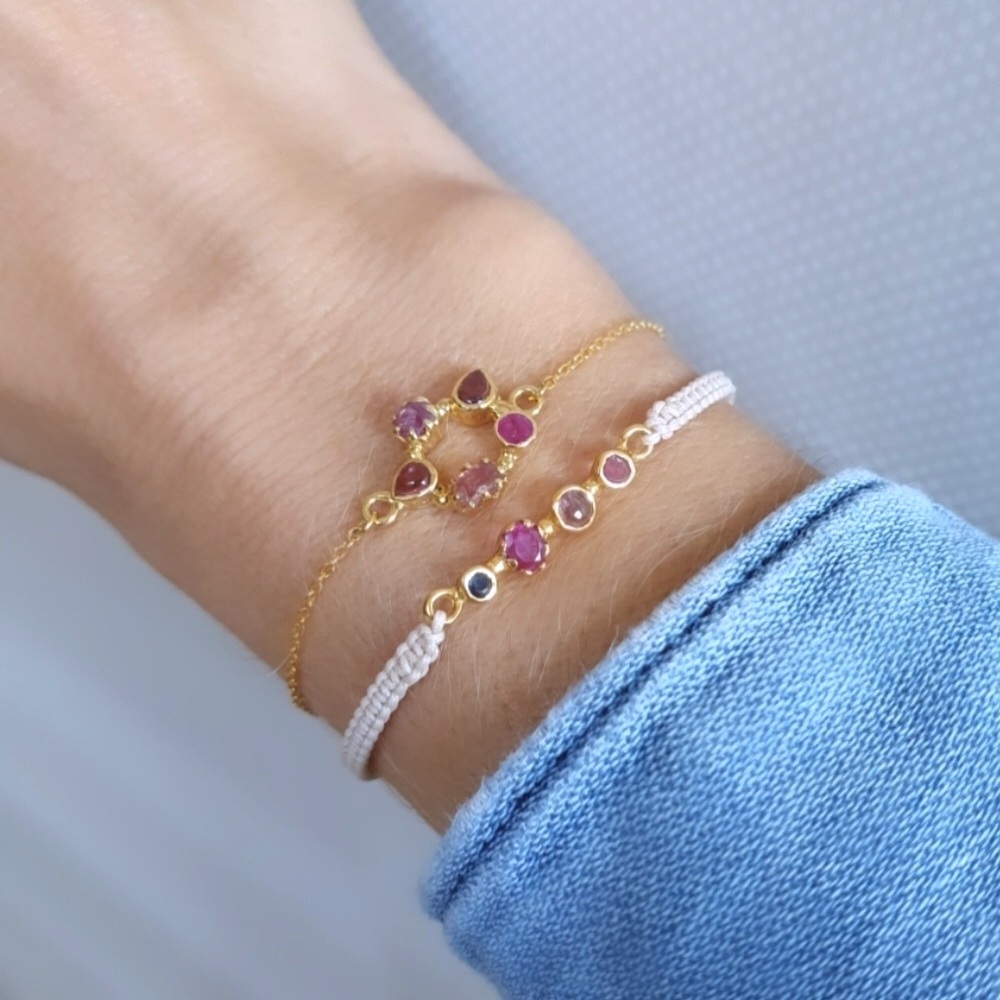 Bracelet barrette tourmaline et bracelet chaîne couronne tourmaline