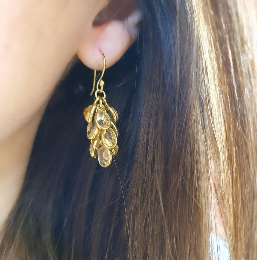 Boucles d'oreilles grappe citrine