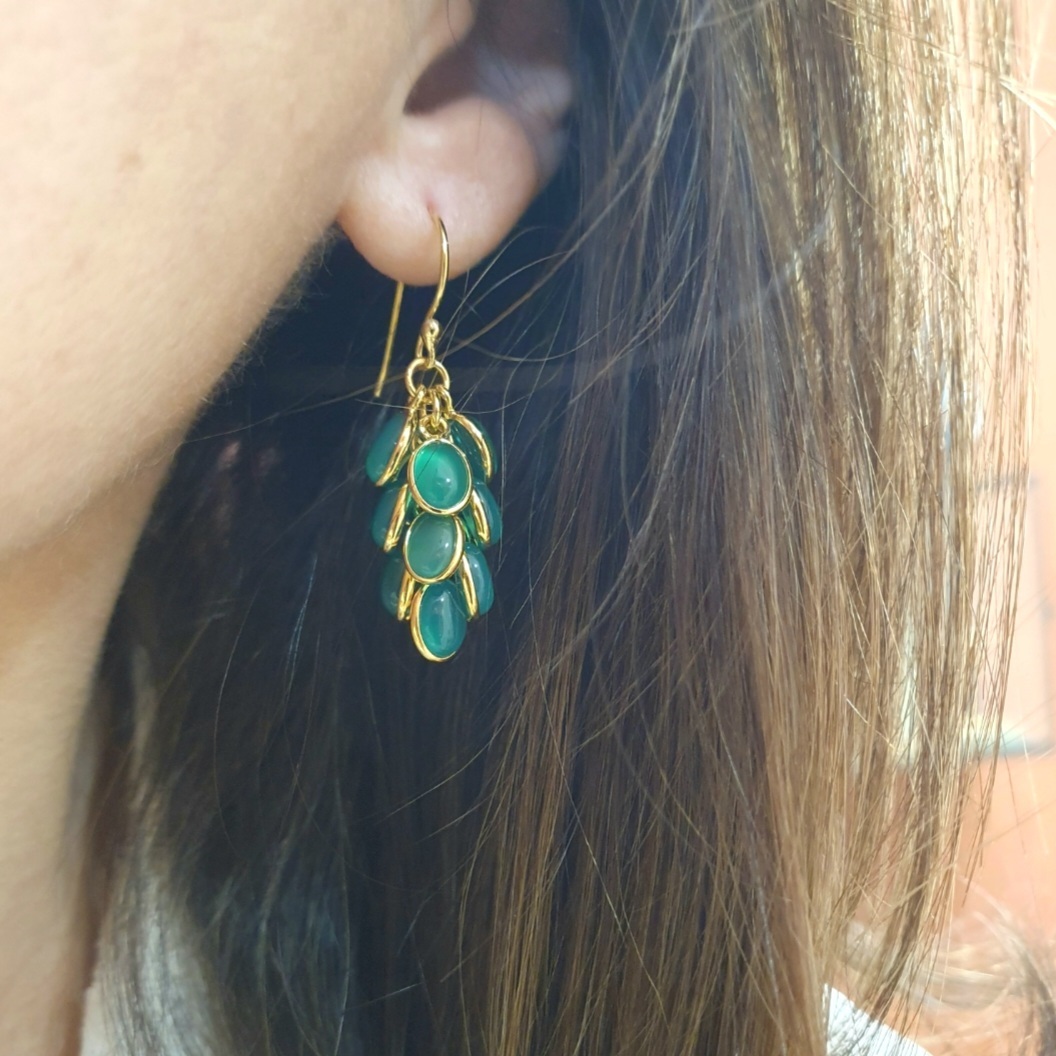 Boucles d'oreilles grappe onyx