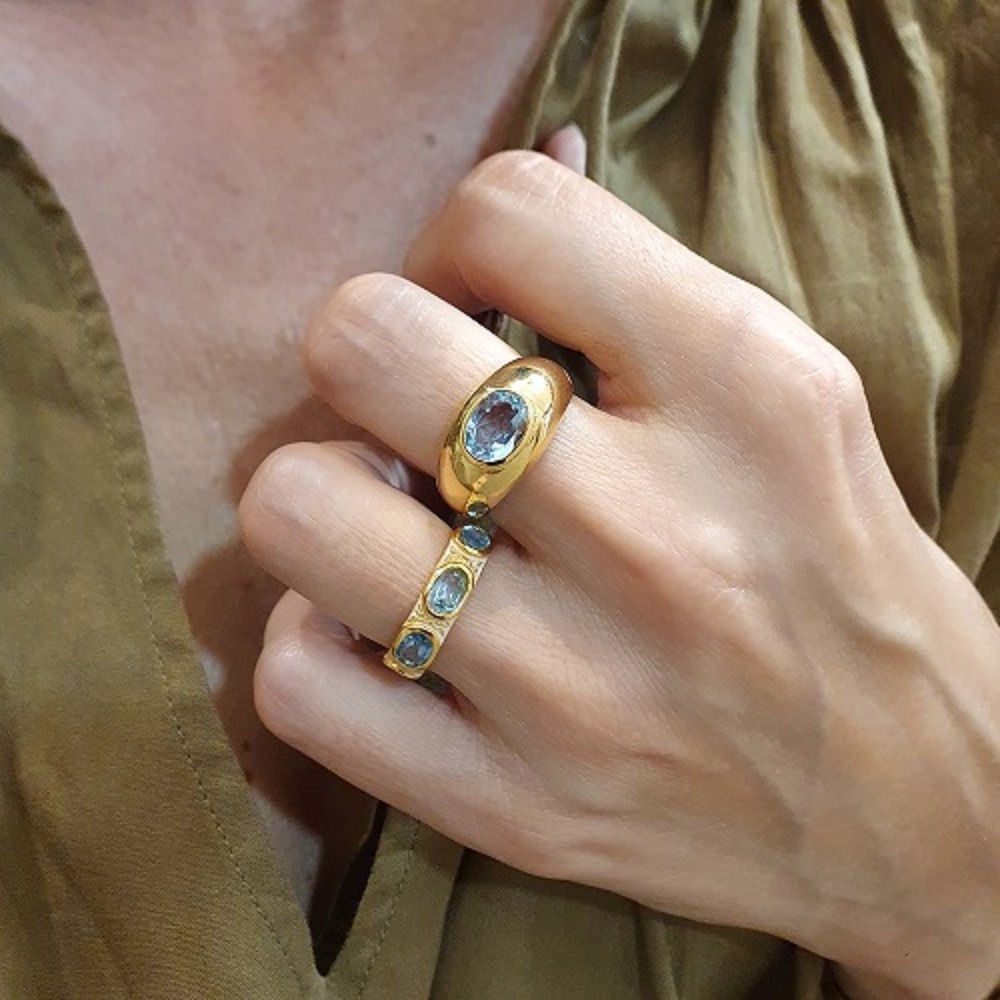 Bague Leinie Topaze bleue et bague Romy Topaze bleue