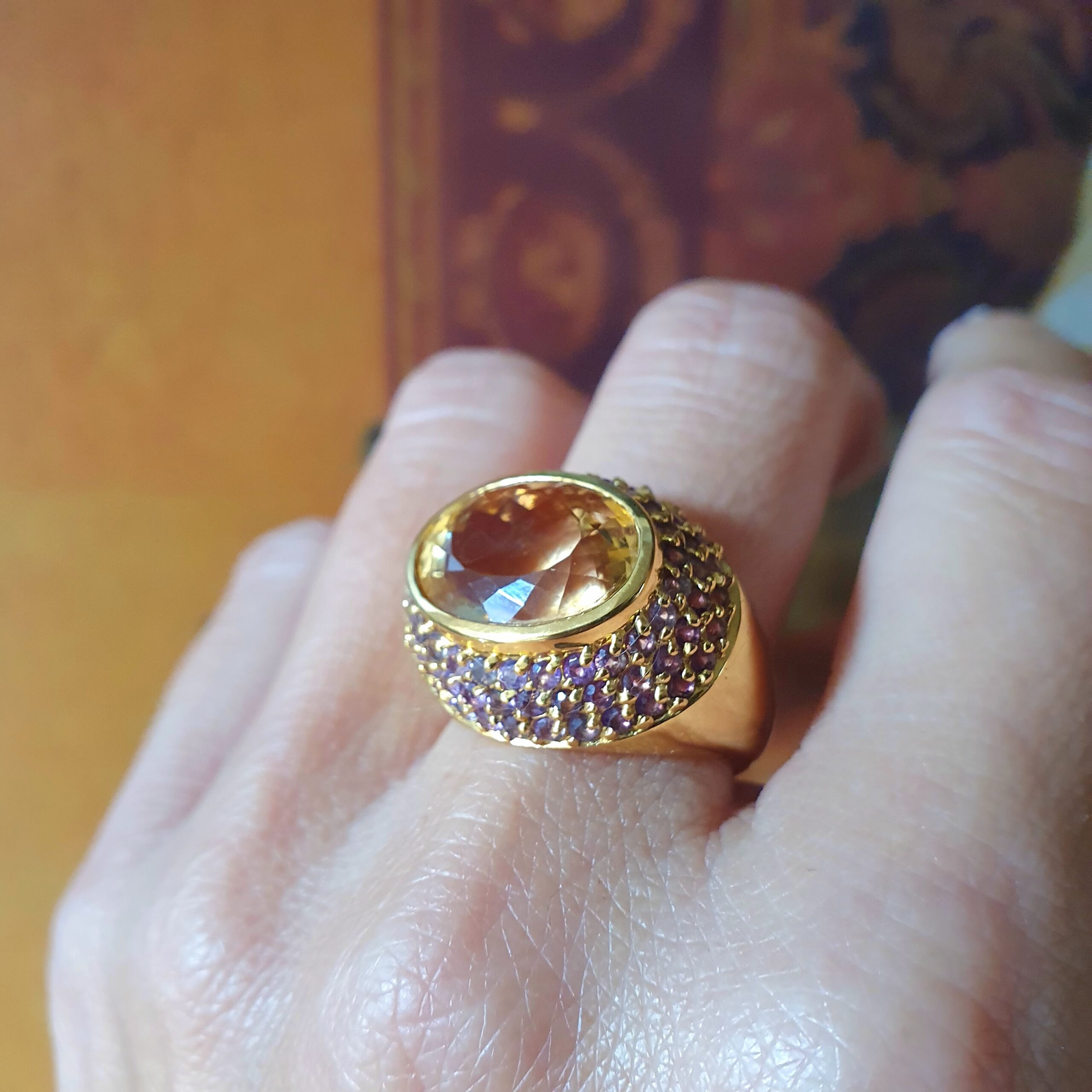 Bague citrine et améthyste