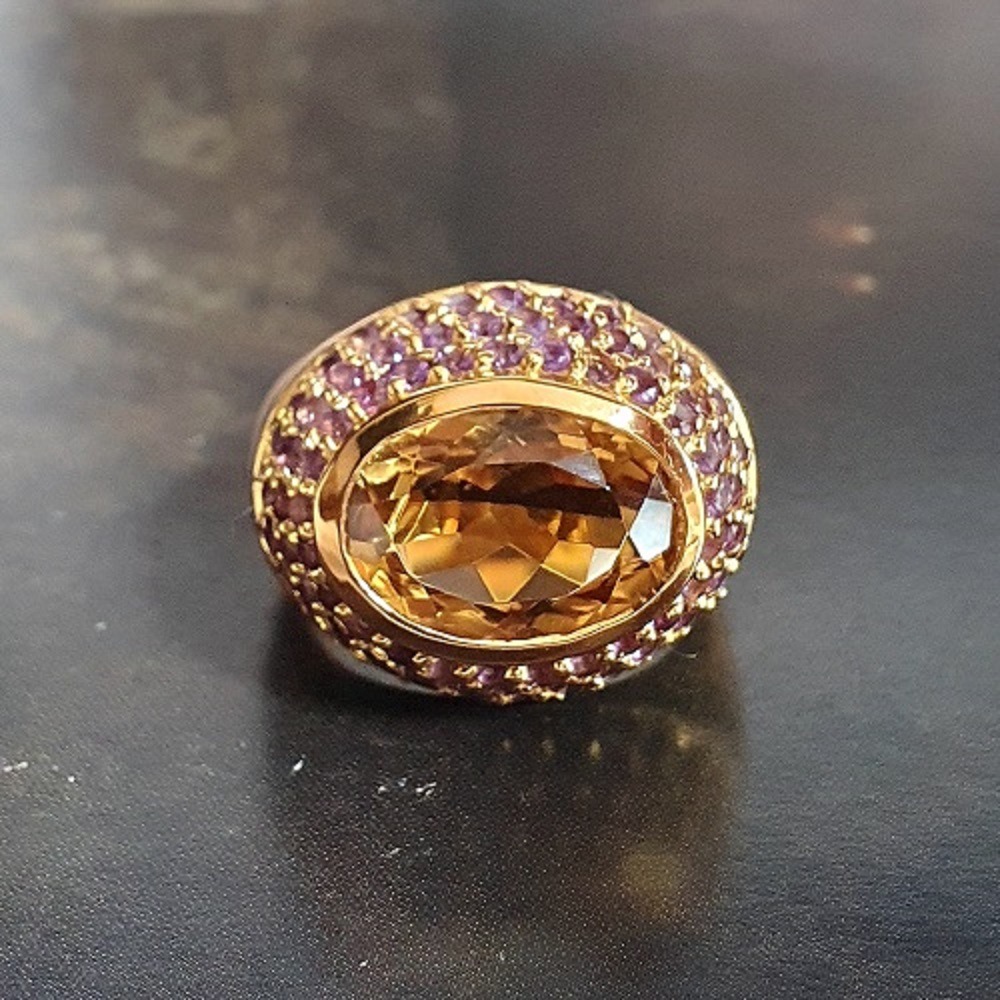 Bague citrine et améthyste