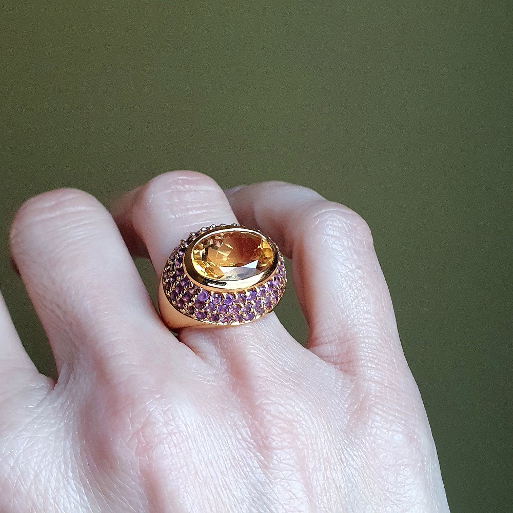 Bague Citrine et Améthyste