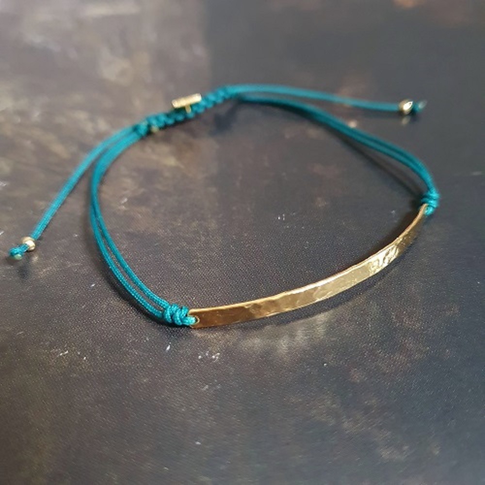 Bracelet barrette cordon vert