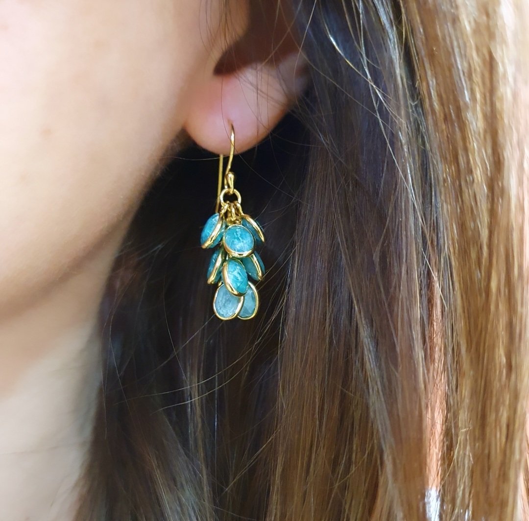 Boucles d'oreilles grappe amazonite