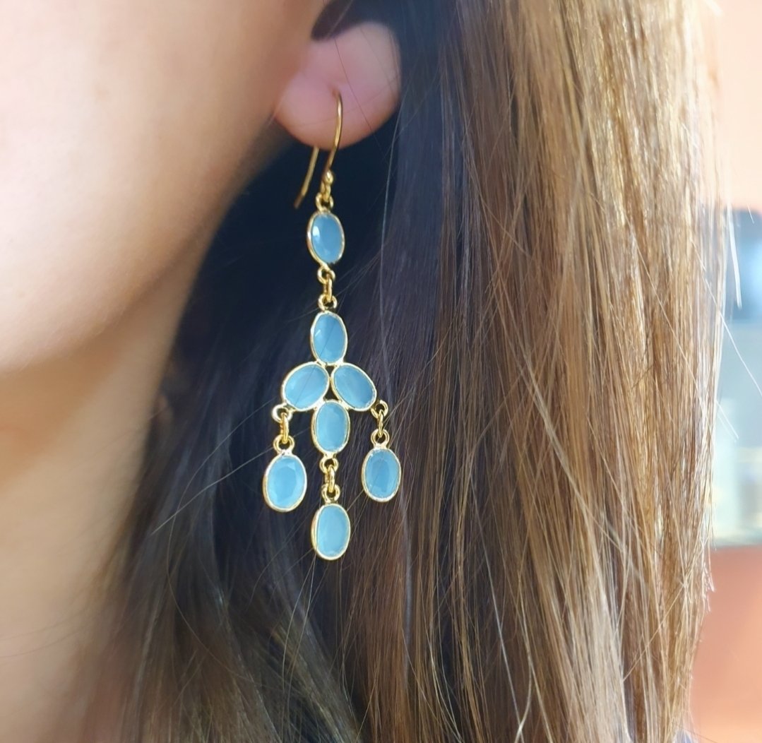 Boucles d'oreilles calcédoine