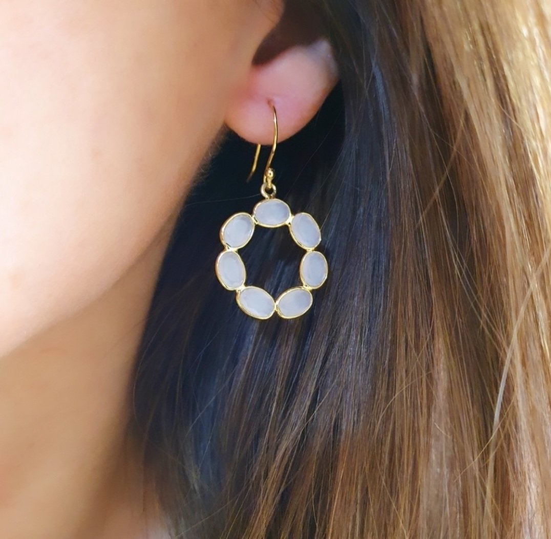 Boucles d'oreilles rondes quartz