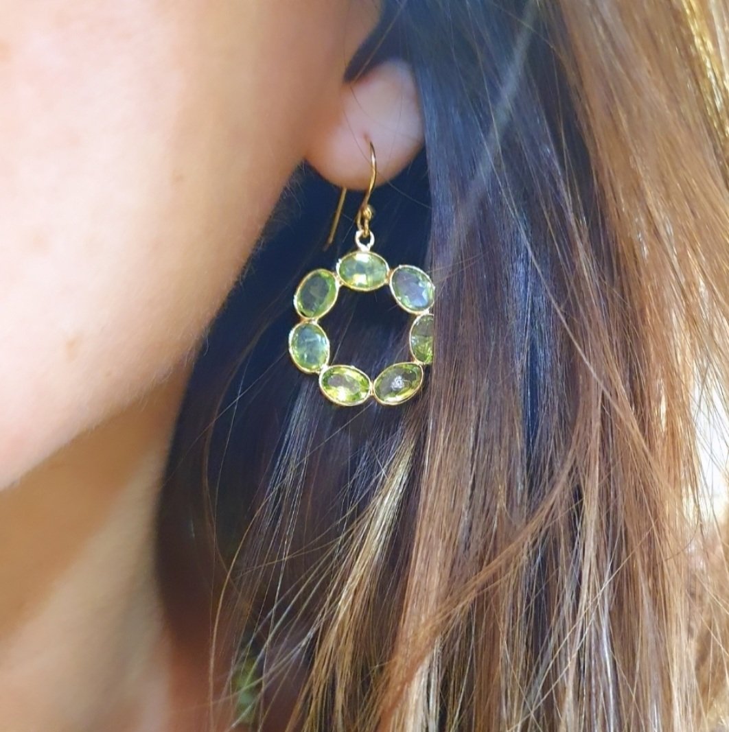 Boucles d'oreilles rondes péridot