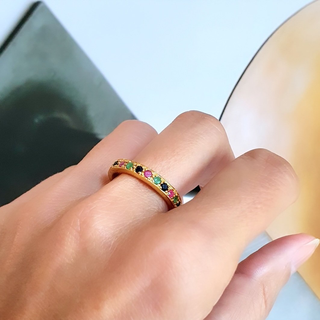 Bague alliance multicolore