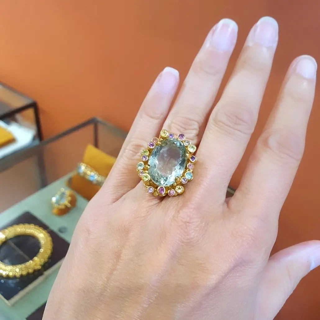 Bague Céleste améthyste verte