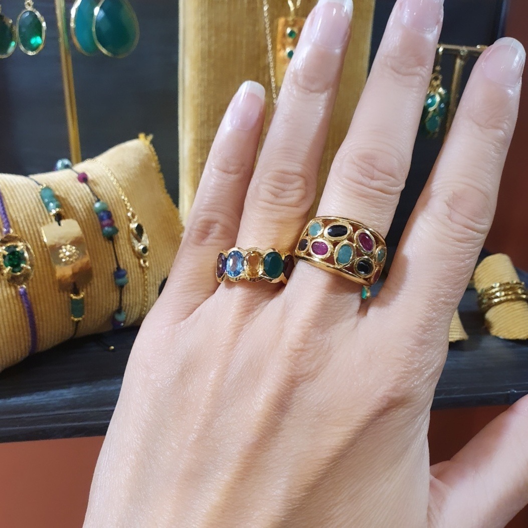 Bague Rainbow et bague Riviera