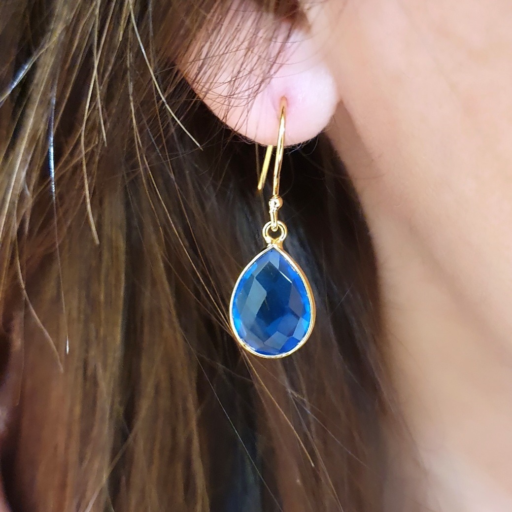 Boucles d'oreilles quartz bleu