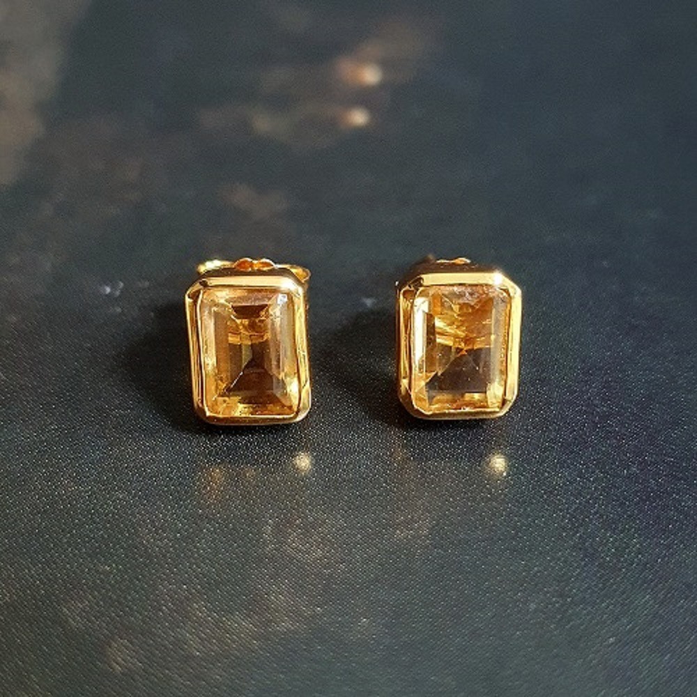 Boucles d'oreilles Clou Citrine
