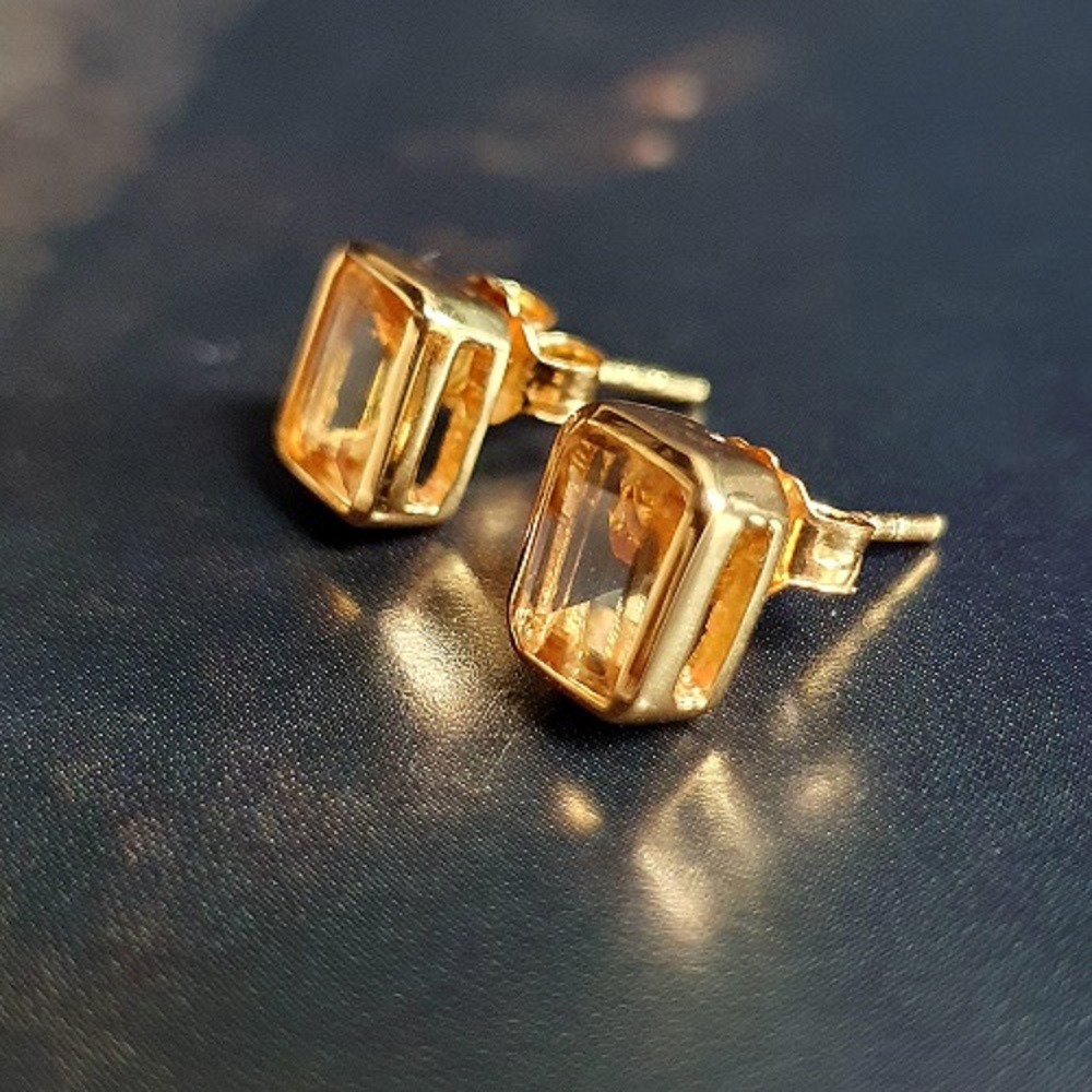 Boucles d'oreilles Clou Citrine